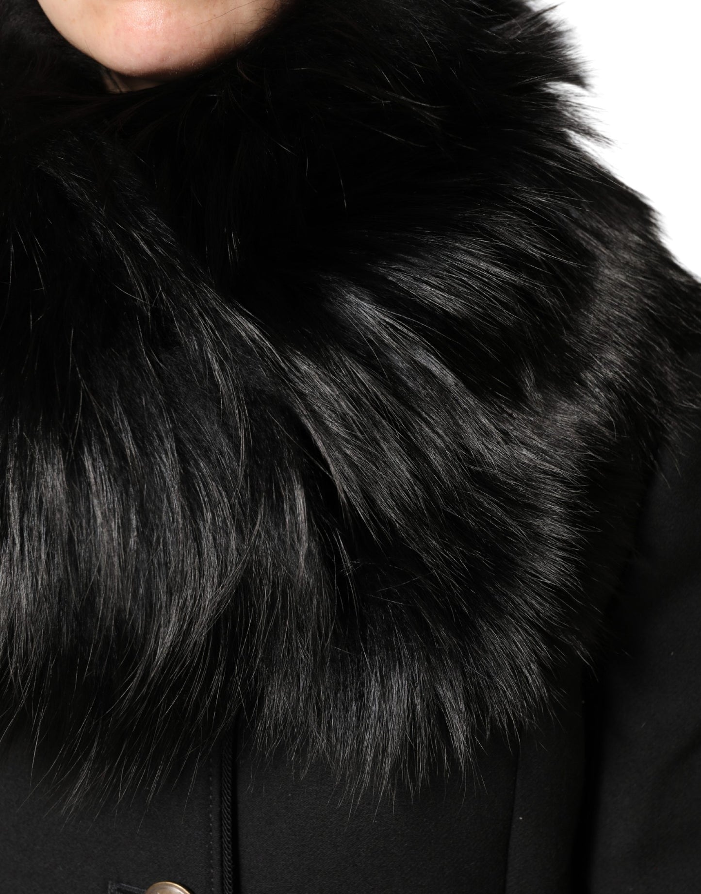 Dolce & Gabbana Black Fur Shoulder Collar Wrap Shawl Scarf Curated Luxury Accessories by Orvyn