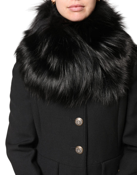 Dolce & Gabbana Black Fur Shoulder Collar Wrap Shawl Scarf Curated Luxury Accessories by Orvyn