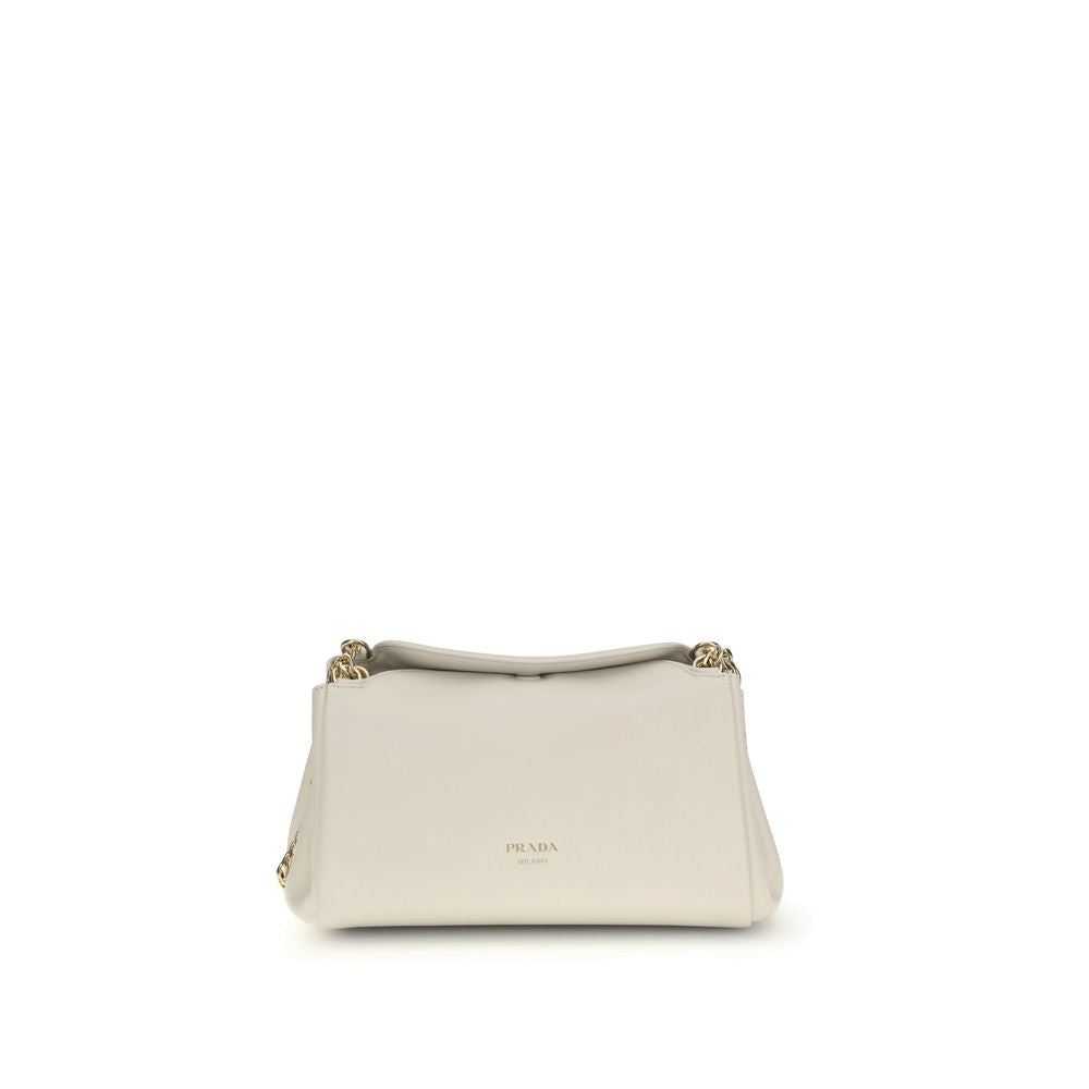 Prada White Calf Leather Bos Taurus Shoulder Bag Curated Luxury Accessories by Orvyn