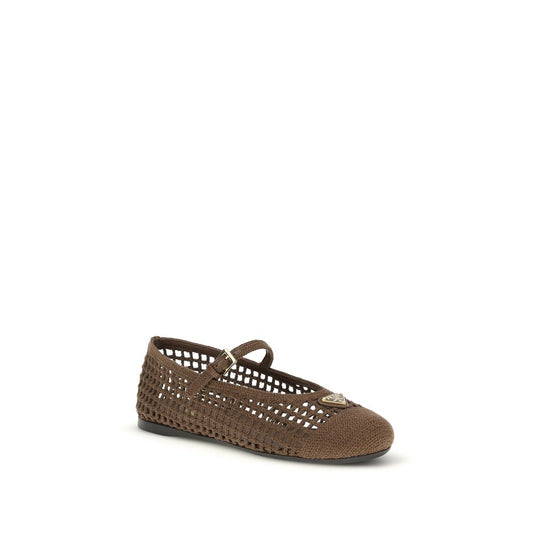 Prada Brown Cotton Ballet Flats Curated Luxury Accessories by Orvyn