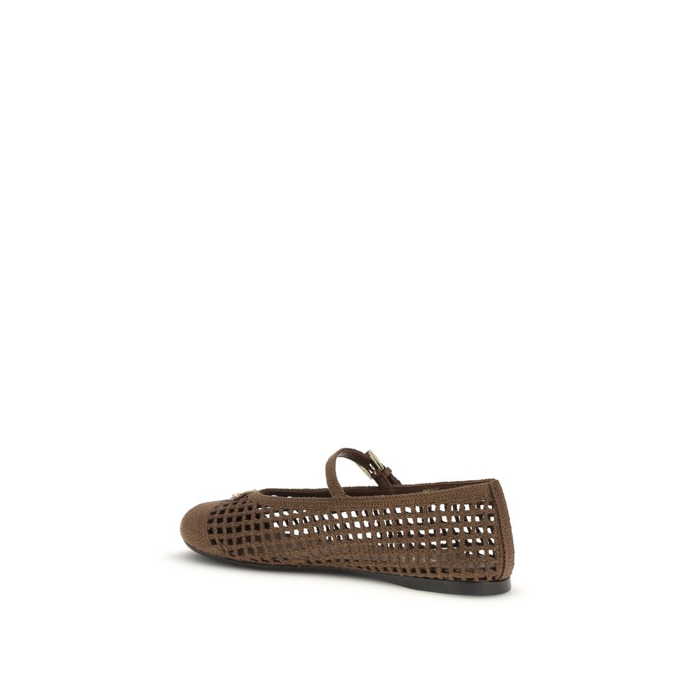 Prada Brown Cotton Ballet Flats Curated Luxury Accessories by Orvyn