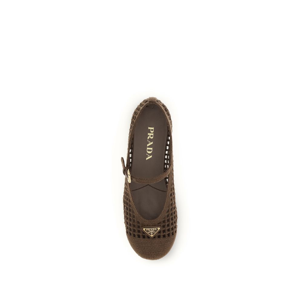 Prada Brown Cotton Ballet Flats Curated Luxury Accessories by Orvyn