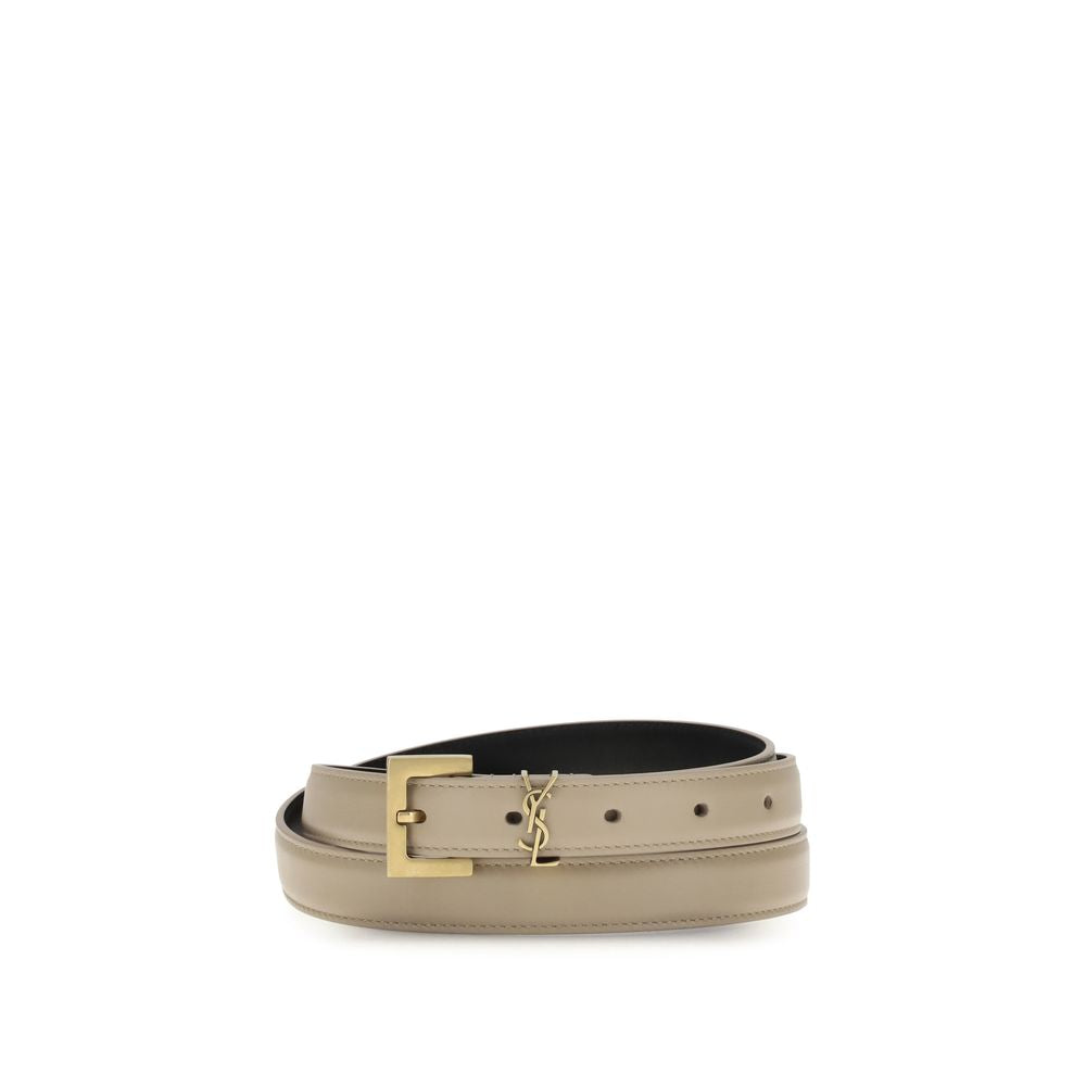 Saint Laurent Beige Cassandre Slim Belt