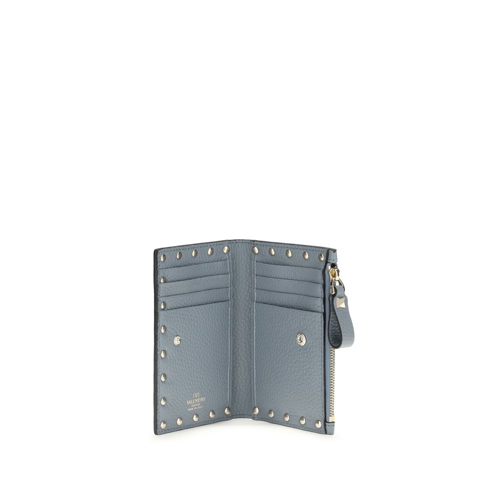 Valentino Garavani Blue Calf Leather Bos Taurus Wallet Curated Luxury Accessories by Orvyn