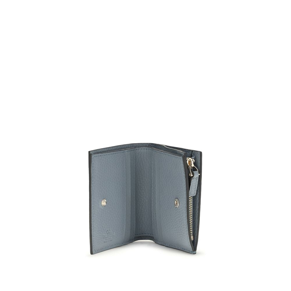 Valentino Garavani Blue Calf Leather Bos Taurus Wallet Curated Luxury Accessories by Orvyn