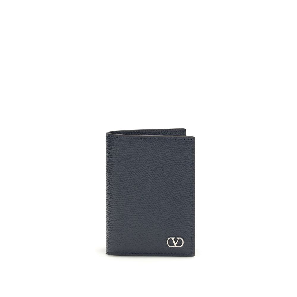 Valentino Garavani Blue Calf Leather Bos Taurus Wallet Curated Luxury Accessories by Orvyn