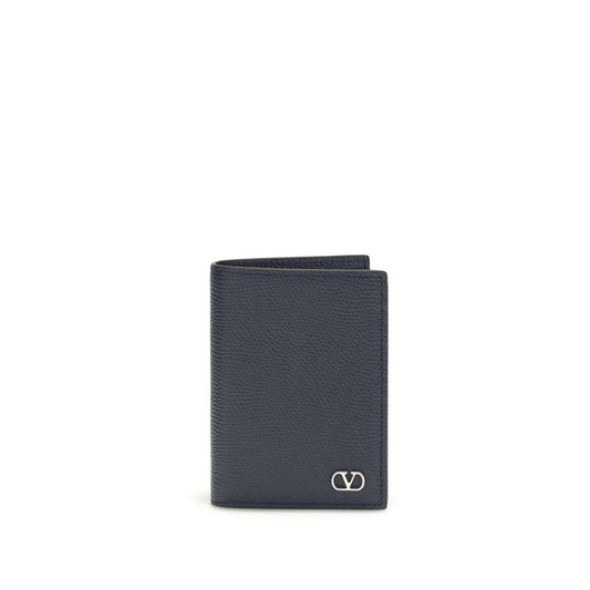 Valentino Garavani Blue Calf Leather Bos Taurus Wallet Curated Luxury Accessories by Orvyn
