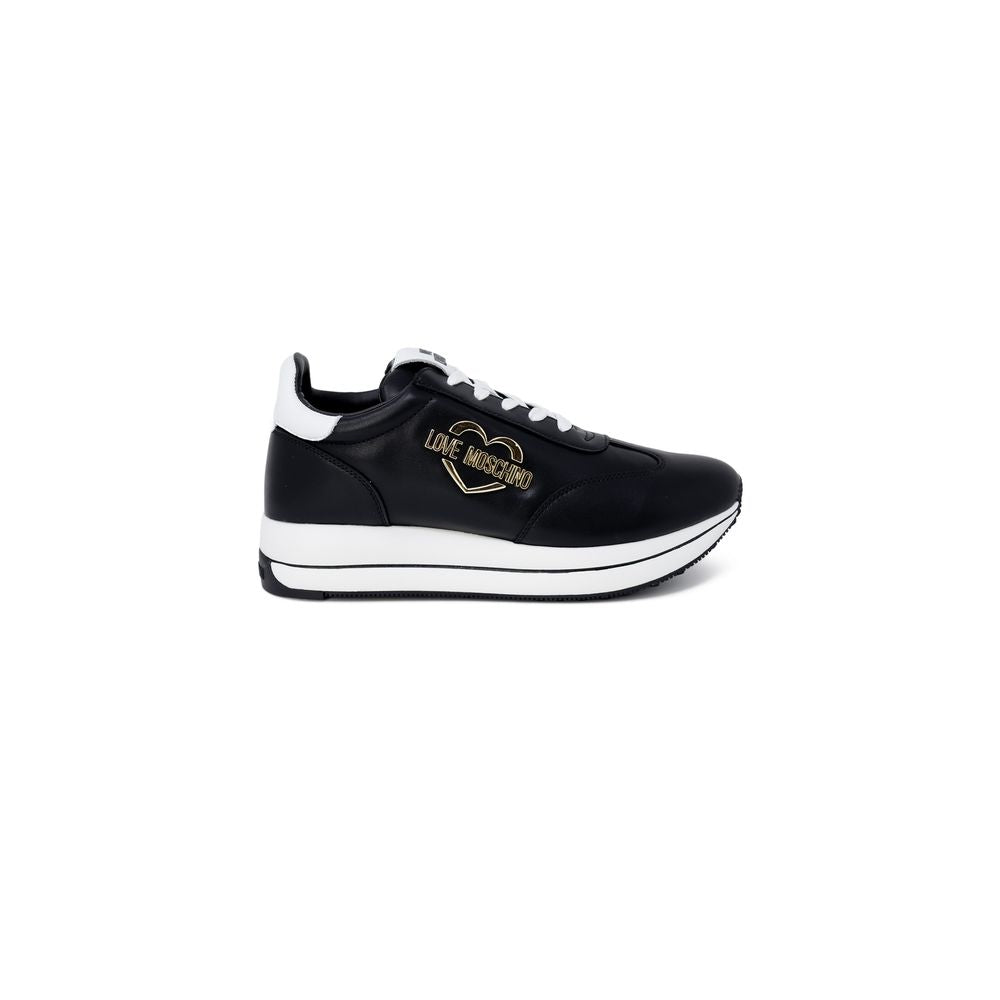 Love Moschino Black Leather Low Top Sneakers Curated Luxury Accessories by Orvyn