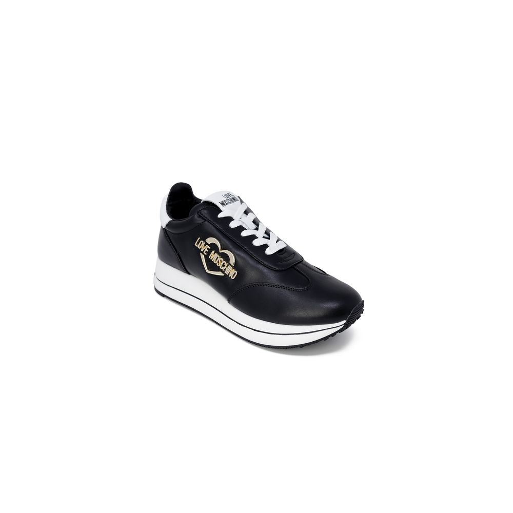 Love Moschino Black Leather Low Top Sneakers Curated Luxury Accessories by Orvyn