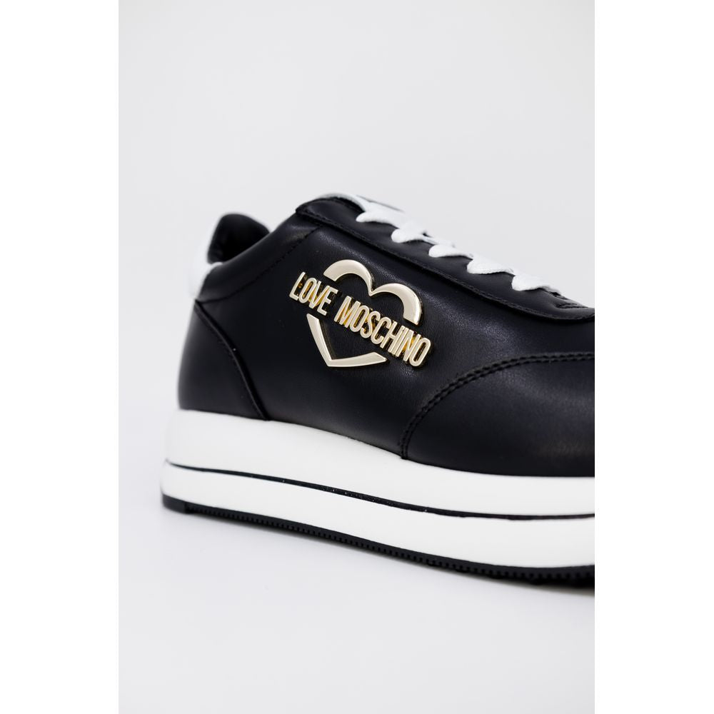 Love Moschino Black Leather Low Top Sneakers Curated Luxury Accessories by Orvyn