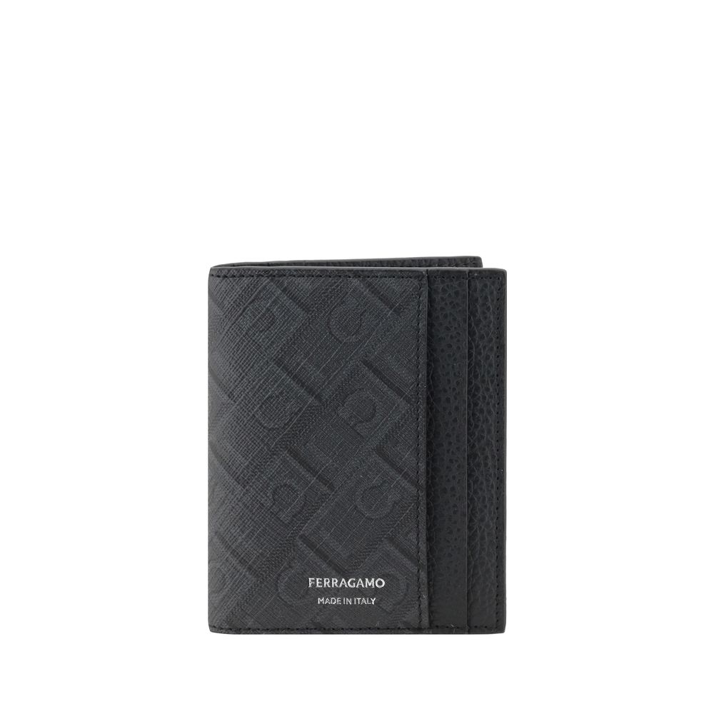 Ferragamo Black Calf Leather Bos Taurus Wallet Curated Luxury Accessories by Orvyn
