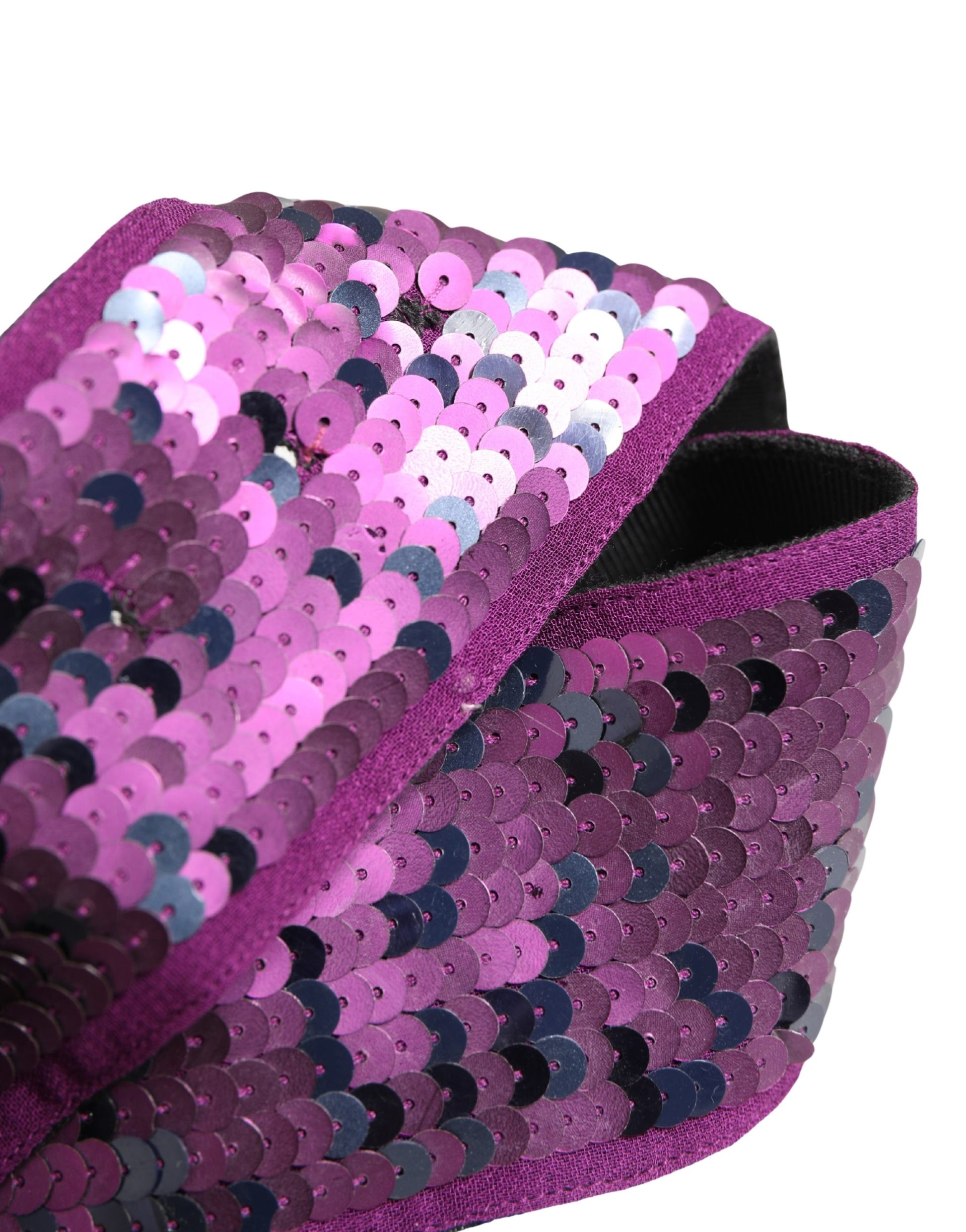GF Ferre Women Purple Sequined Silver Metal Buckle Belt Curated Luxury Accessories by Orvyn