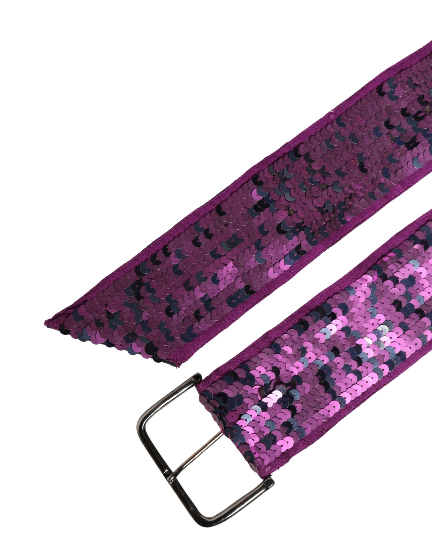 GF Ferre Women Purple Sequined Silver Metal Buckle Belt Curated Luxury Accessories by Orvyn