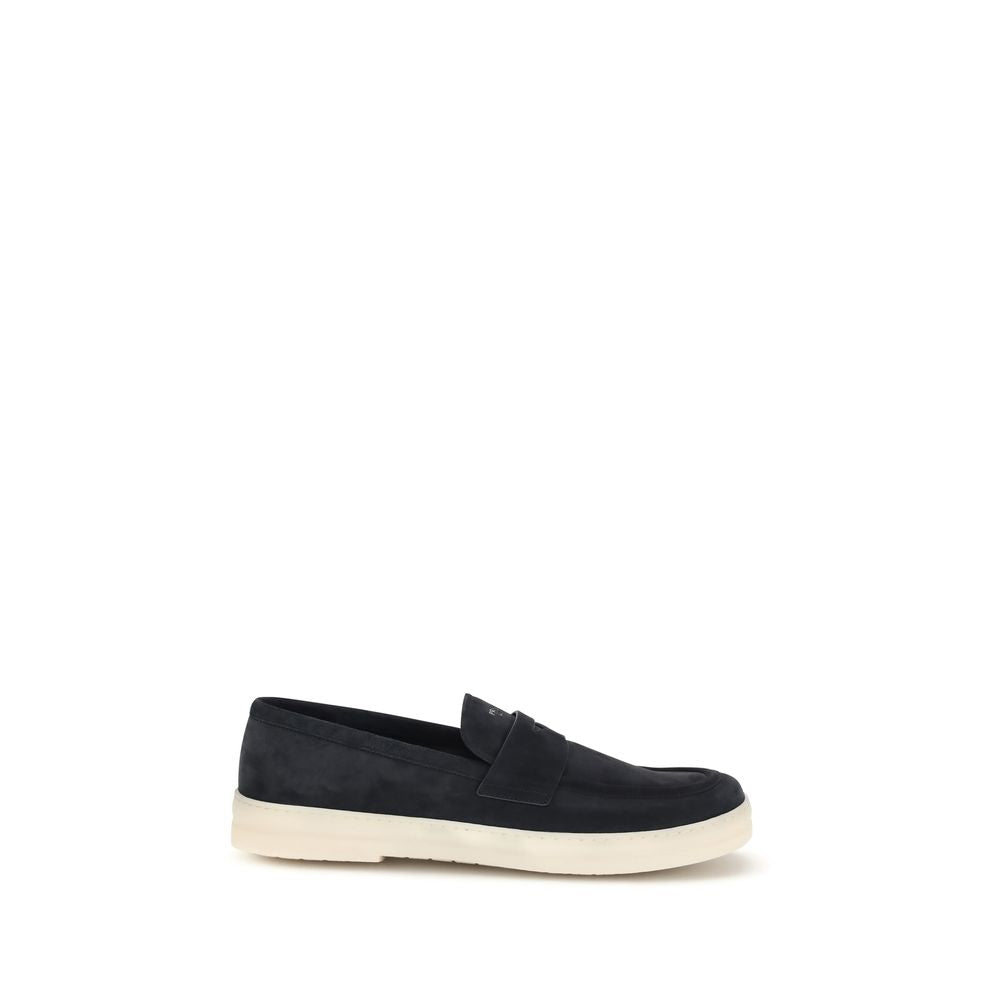 Prada Blue Calf Leather Bos Taurus Slip-On Loafers Curated Luxury Accessories by Orvyn