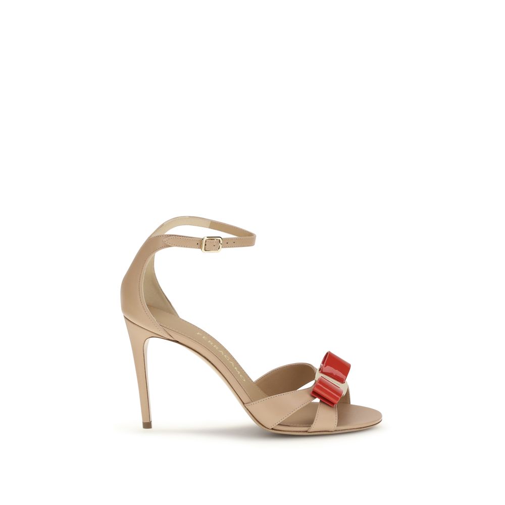Ferragamo Beige Calf Leather Bos Taurus Stiletto Heel Sandals Curated Luxury Accessories by Orvyn