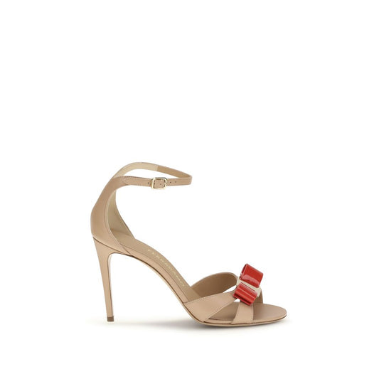 Ferragamo Beige Calf Leather Bos Taurus Stiletto Heel Sandals Curated Luxury Accessories by Orvyn