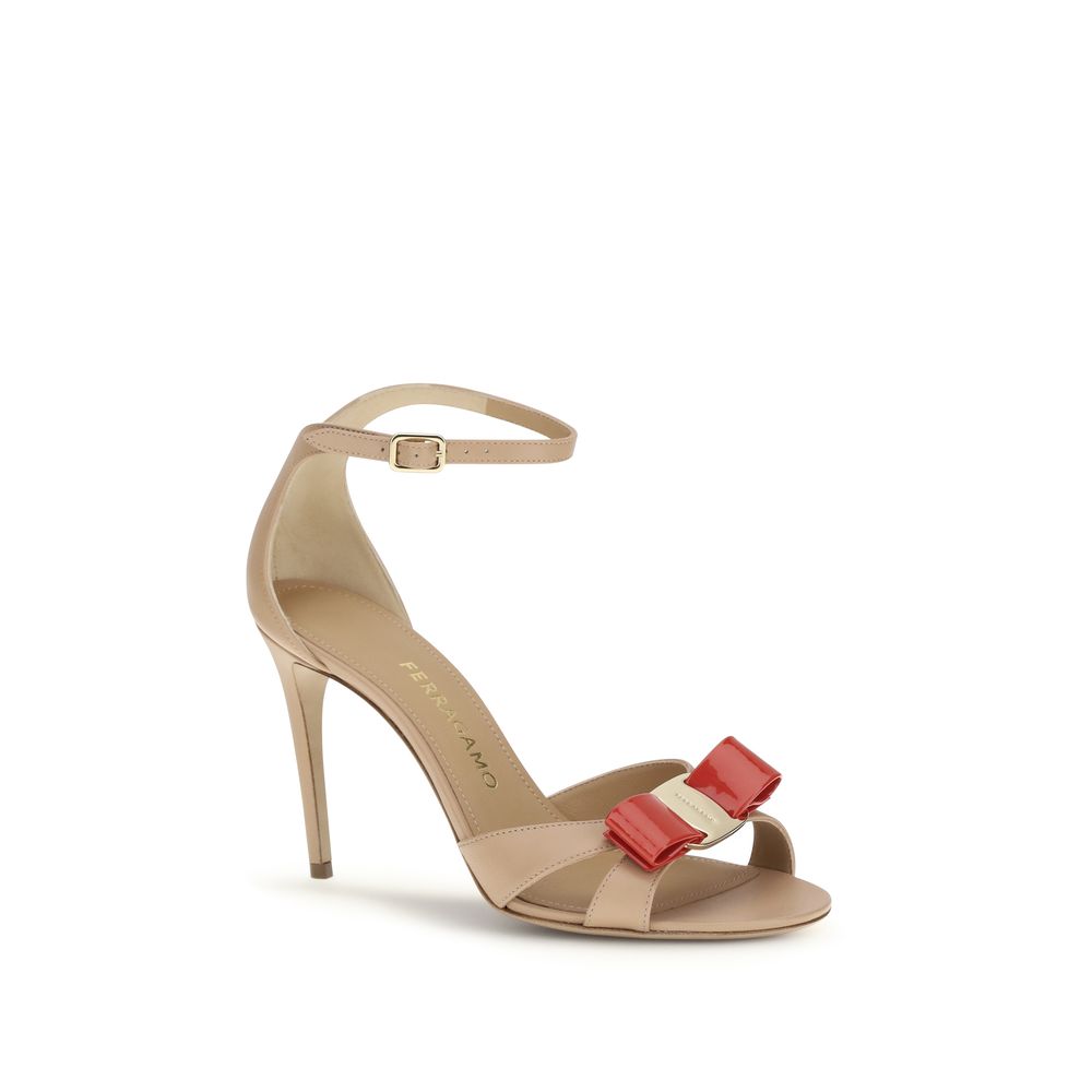 Ferragamo Beige Calf Leather Bos Taurus Stiletto Heel Sandals Curated Luxury Accessories by Orvyn