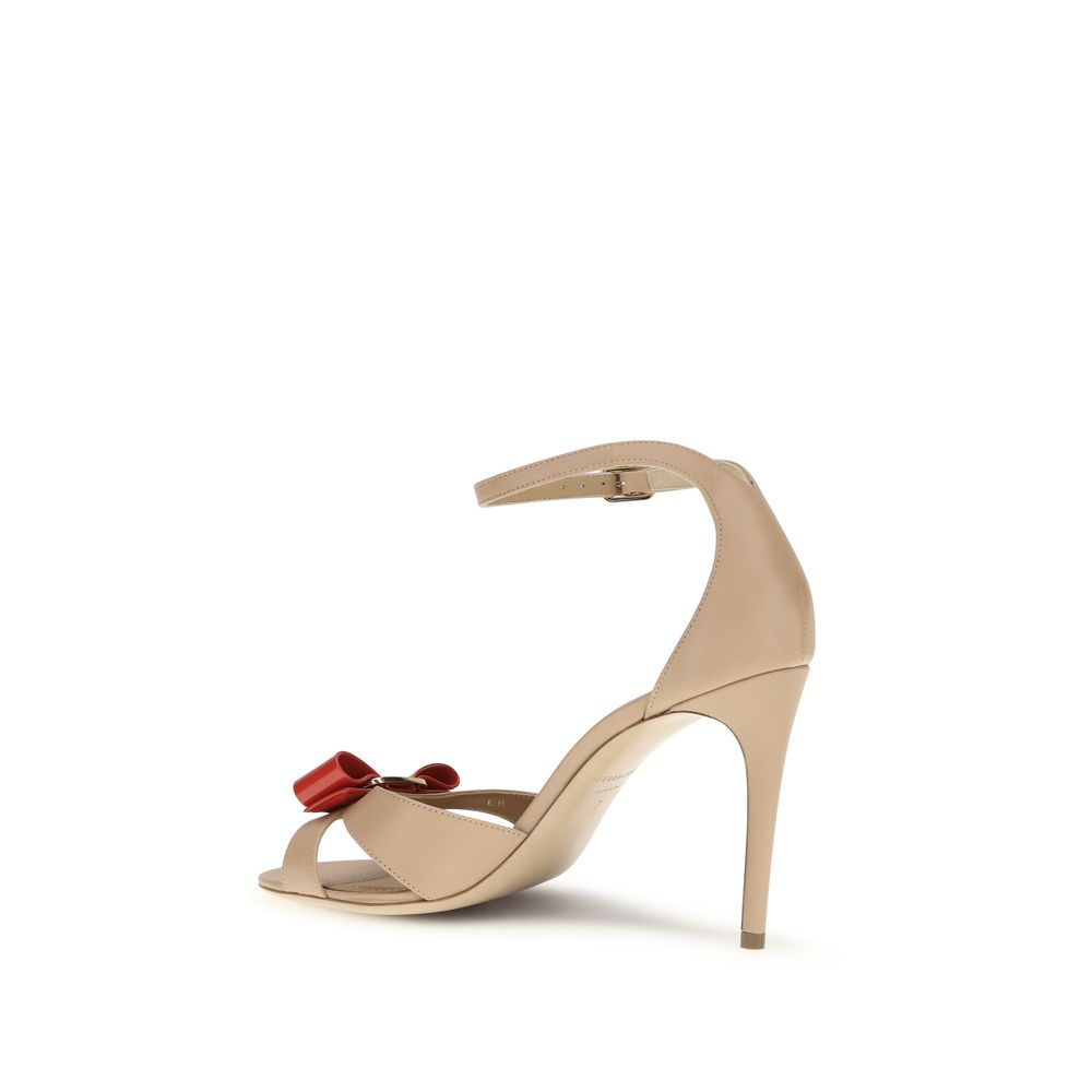Ferragamo Beige Calf Leather Bos Taurus Stiletto Heel Sandals Curated Luxury Accessories by Orvyn