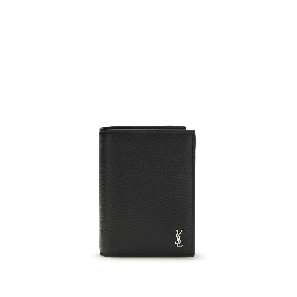 Saint Laurent Black Calf Leather Bos Taurus Wallet Curated Luxury Accessories by Orvyn