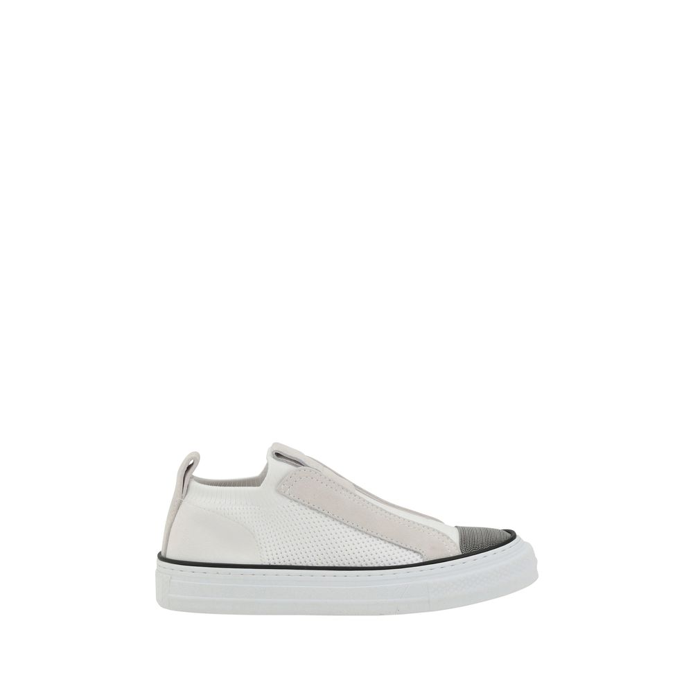 Brunello Cucinelli White Nylon Low Top Sneakers Curated Luxury Accessories by Orvyn