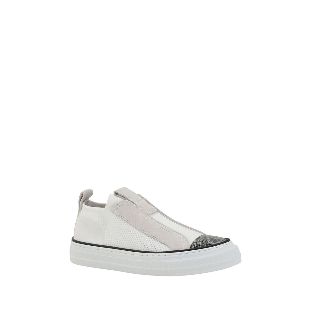 Brunello Cucinelli White Nylon Low Top Sneakers Curated Luxury Accessories by Orvyn