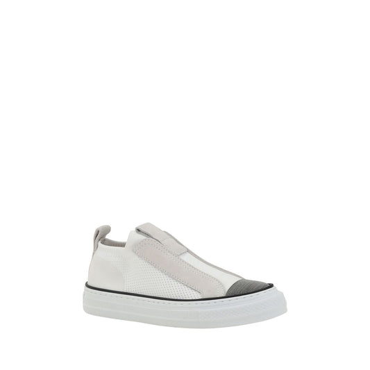 Brunello Cucinelli White Nylon Low Top Sneakers Curated Luxury Accessories by Orvyn