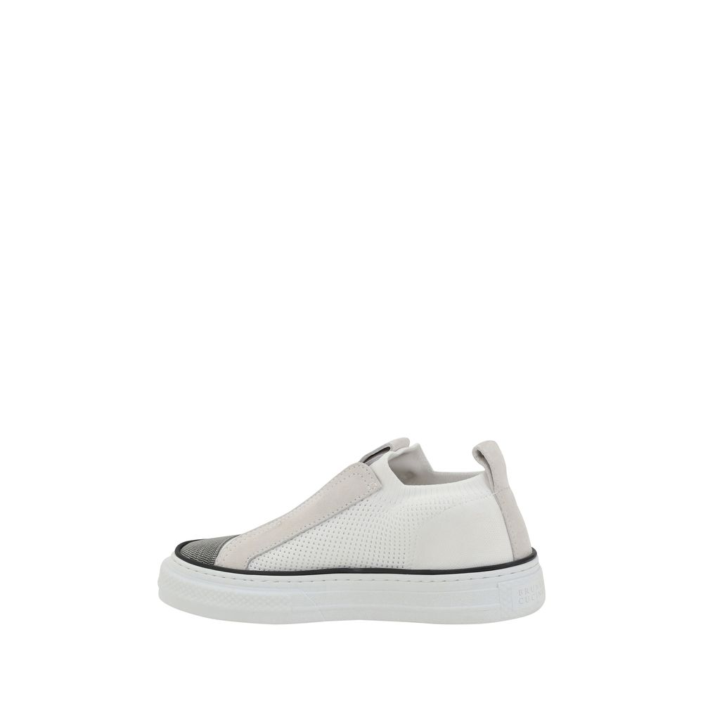 Brunello Cucinelli White Nylon Low Top Sneakers Curated Luxury Accessories by Orvyn