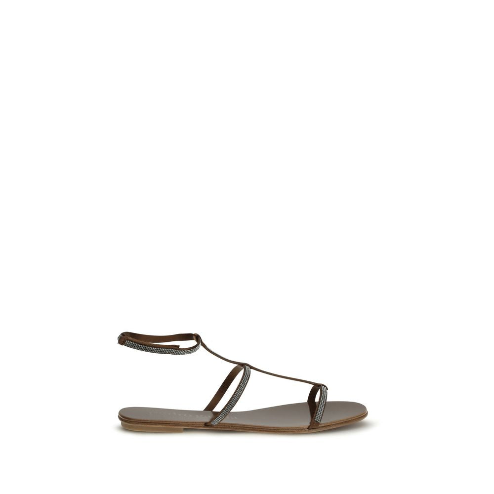 Pedro García Brown Calf Leather Bos Taurus Strap-On Sandals Curated Luxury Accessories by Orvyn