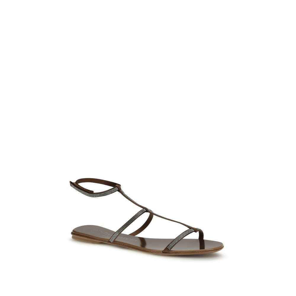 Pedro García Brown Calf Leather Bos Taurus Strap-On Sandals Curated Luxury Accessories by Orvyn