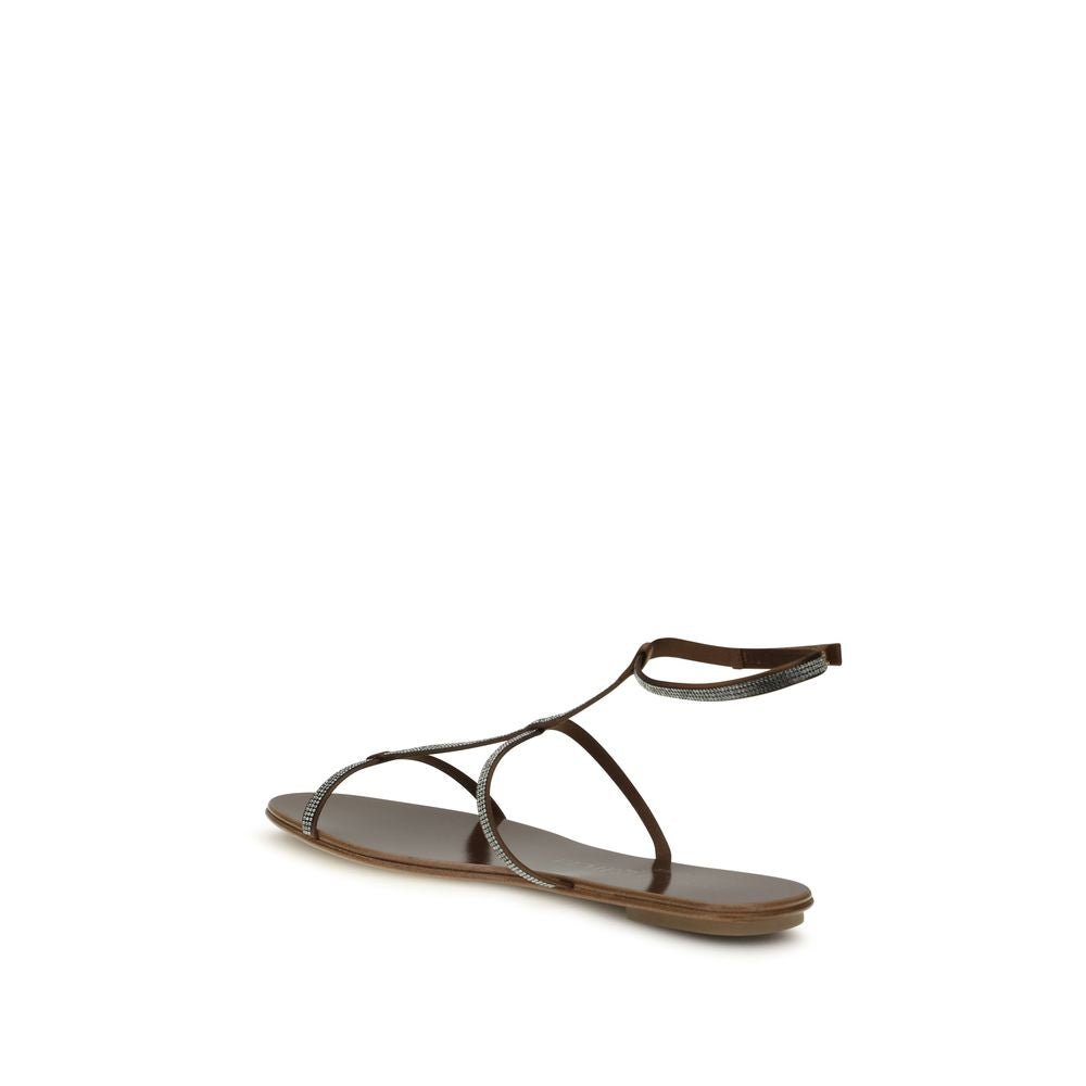 Pedro García Brown Calf Leather Bos Taurus Strap-On Sandals Curated Luxury Accessories by Orvyn