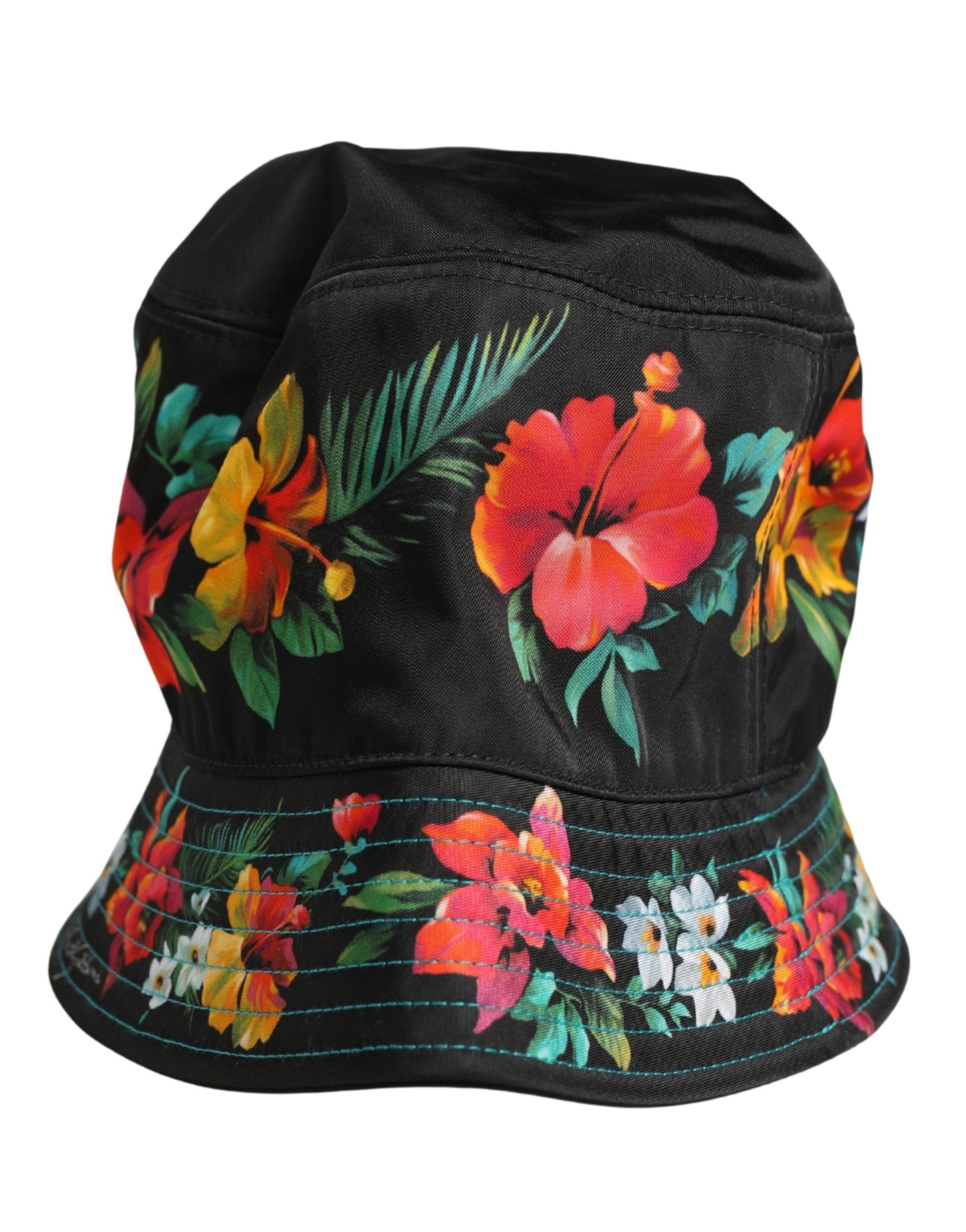 Dolce & Gabbana Men Black Floral Print Nylon Fisherman Cap Hat Curated Luxury Accessories by Orvyn