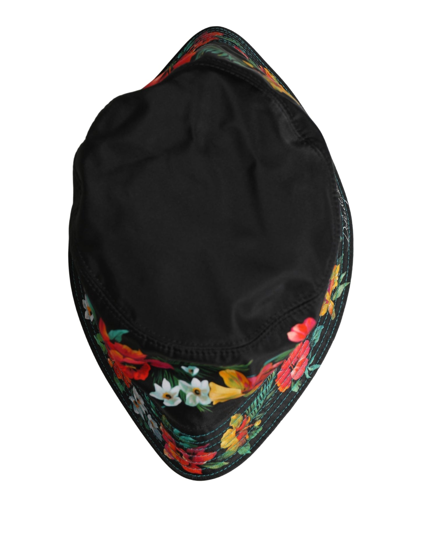 Dolce & Gabbana Men Black Floral Print Nylon Fisherman Cap Hat Curated Luxury Accessories by Orvyn
