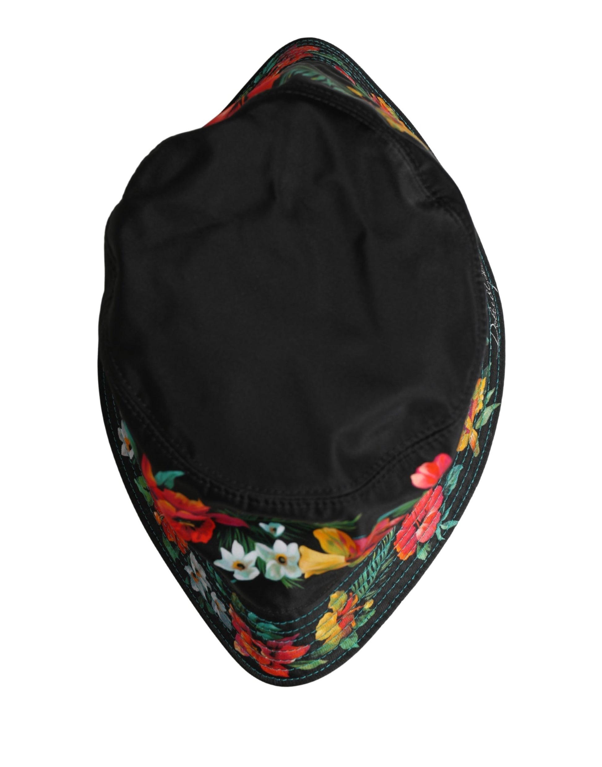 Dolce & Gabbana Men Black Floral Print Nylon Fisherman Cap Hat Curated Luxury Accessories by Orvyn