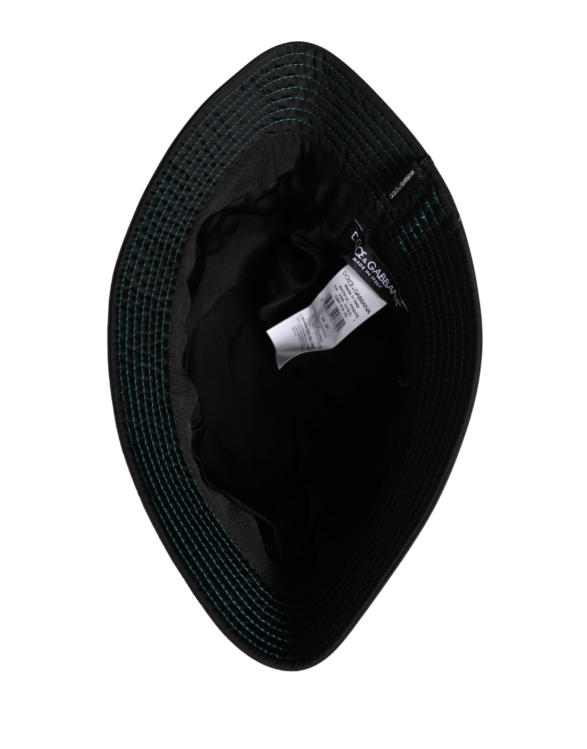 Dolce & Gabbana Men Black Floral Print Nylon Fisherman Cap Hat Curated Luxury Accessories by Orvyn