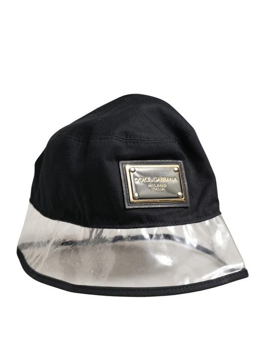 Dolce & Gabbana Black Cotton Plastic Fisherman Bucket Capello Hat Curated Luxury Accessories by Orvyn