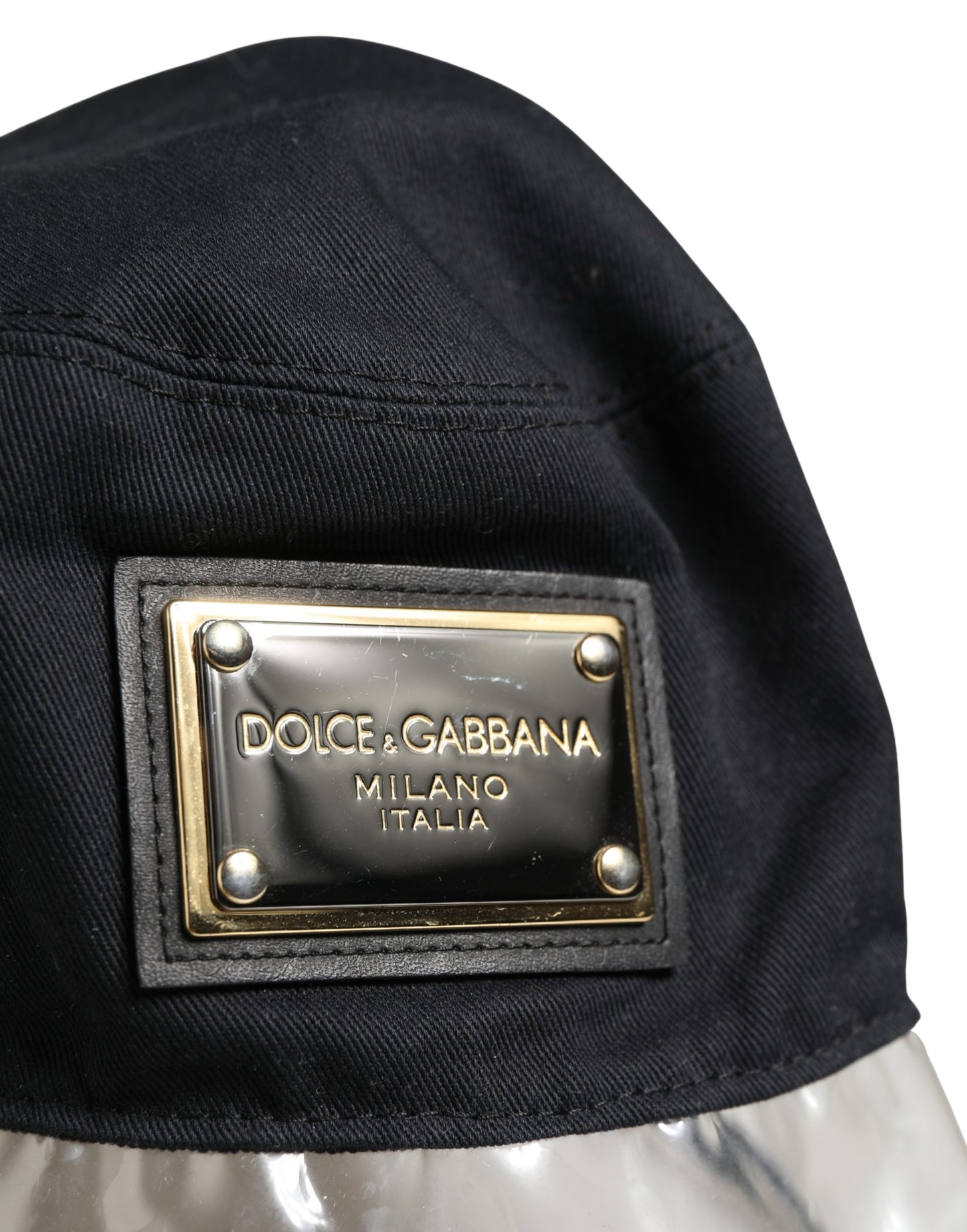 Dolce & Gabbana Black Cotton Plastic Fisherman Bucket Capello Hat Curated Luxury Accessories by Orvyn