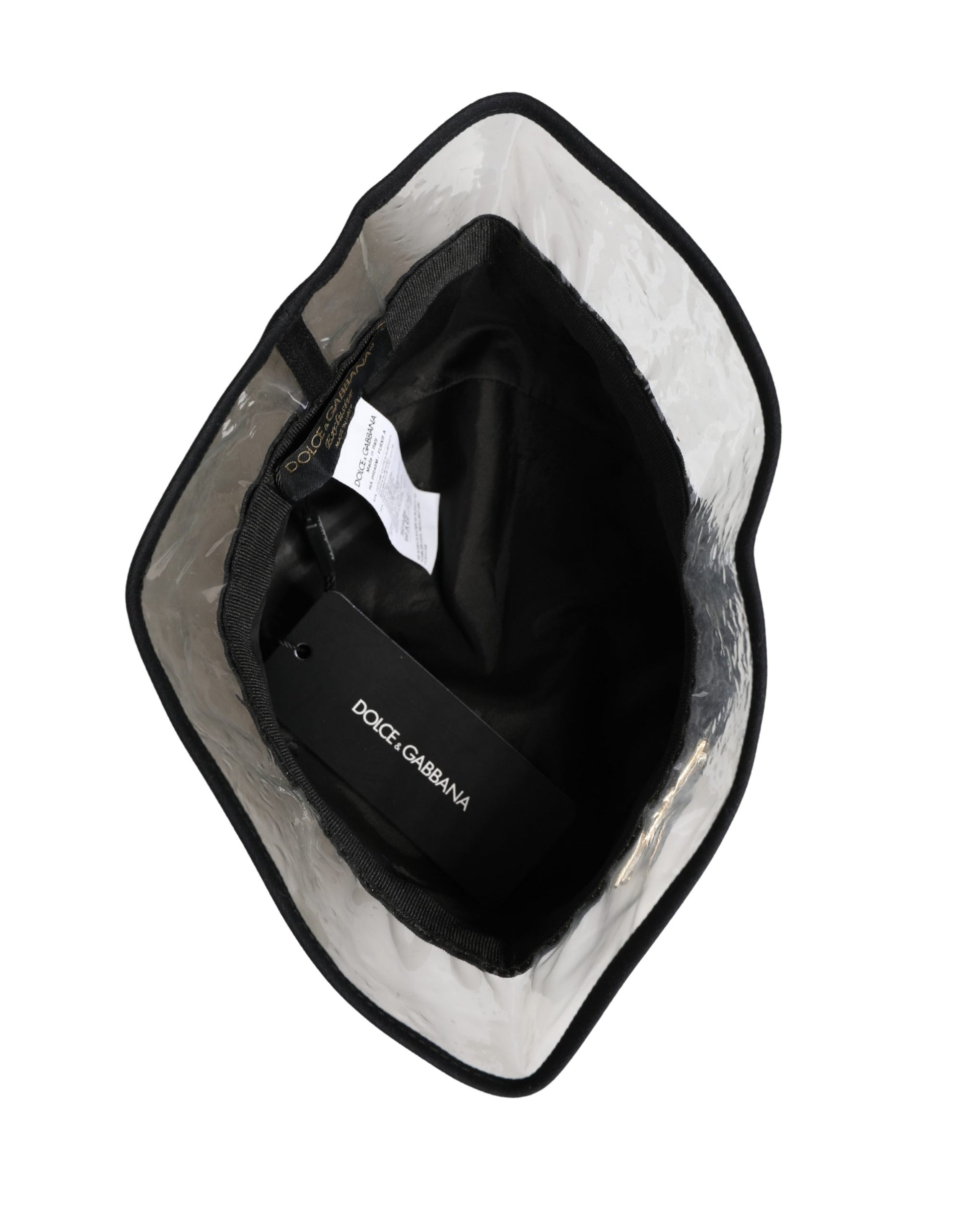 Dolce & Gabbana Black Cotton Plastic Fisherman Bucket Capello Hat Curated Luxury Accessories by Orvyn