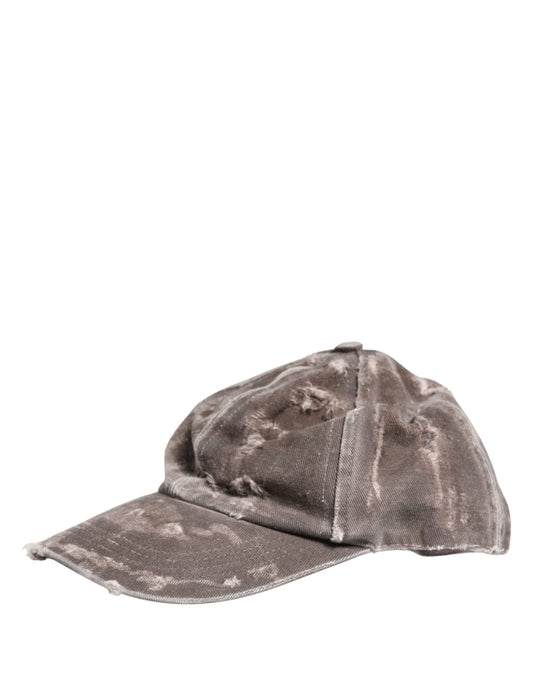 Dolce & Gabbana Men Brown Cotton Distressed Baseball Capello Hat Curated Luxury Accessories by Orvyn
