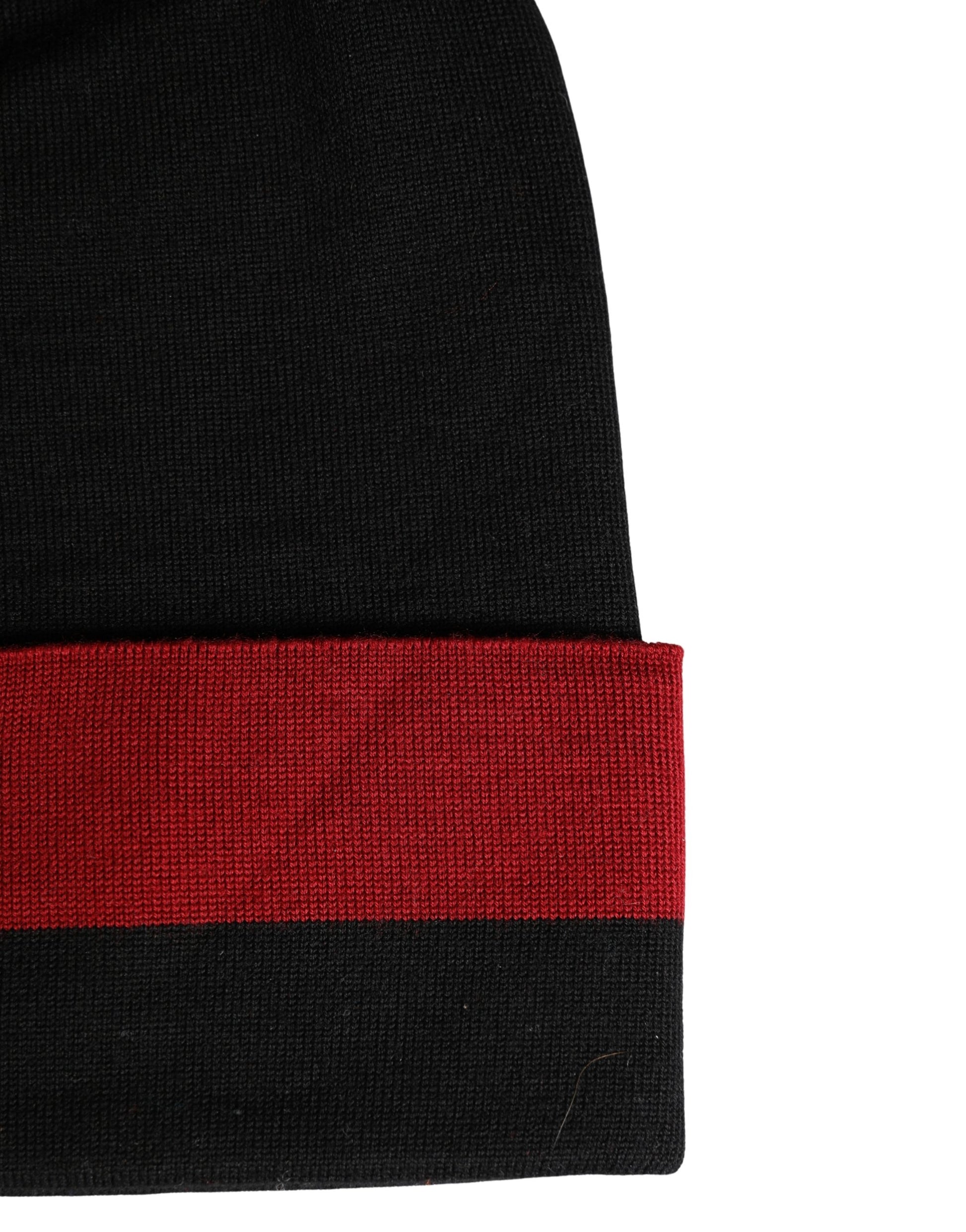 Dolce & Gabbana Black Cuffed "I'M THE ONLY PRINCE ROYAL" Beanie Hat Curated Luxury Accessories by Orvyn