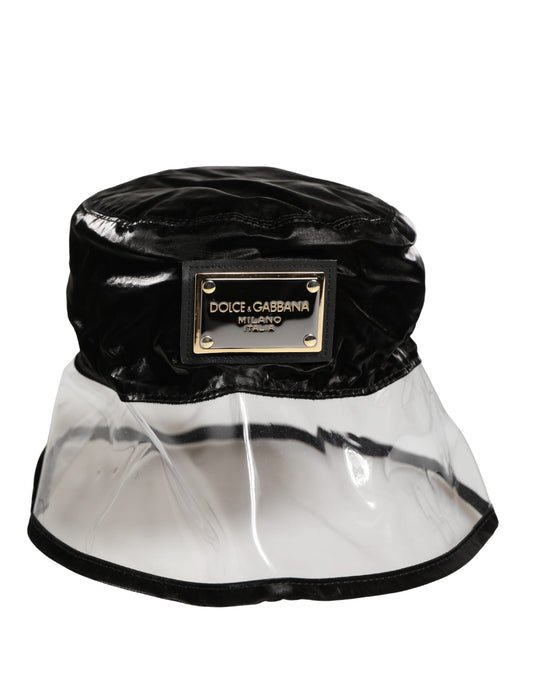 Dolce & Gabbana Black Nylon Plastic Fisherman Bucket Capello Hat Curated Luxury Accessories by Orvyn