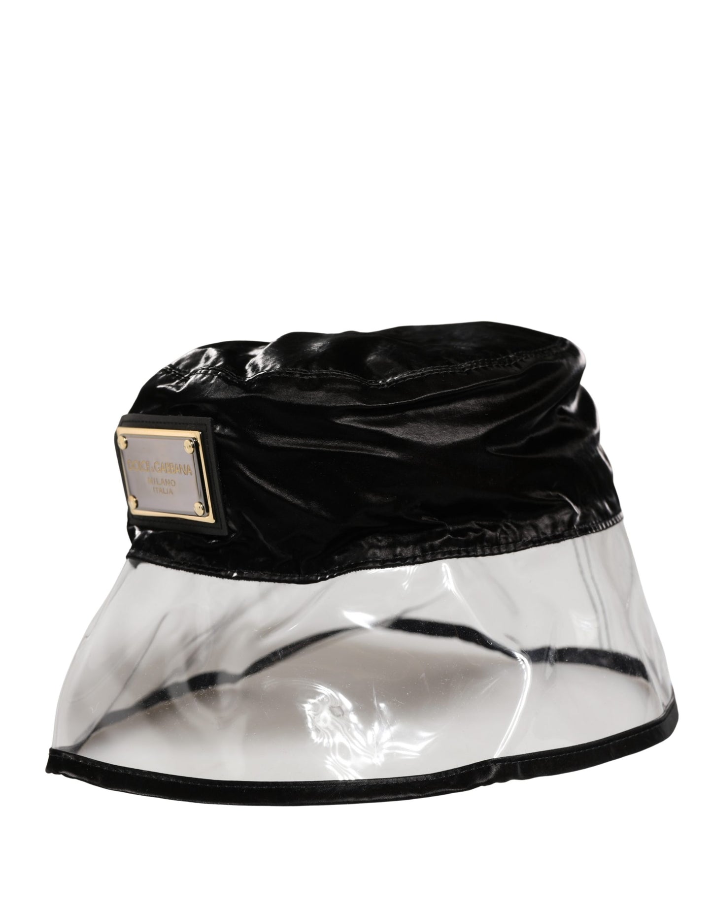 Dolce & Gabbana Black Nylon Plastic Fisherman Bucket Capello Hat Curated Luxury Accessories by Orvyn