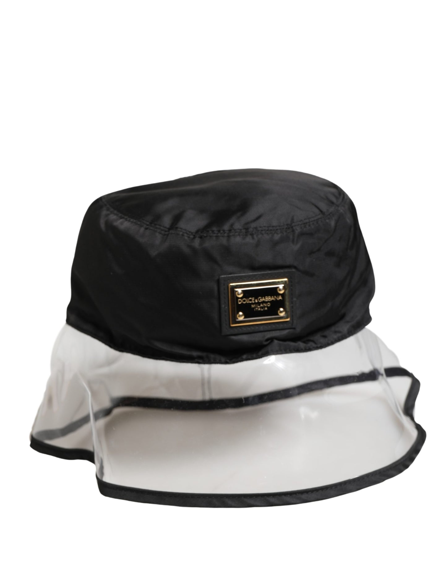 Dolce & Gabbana Men Black Plastic Fisherman Bucket Capello Hat Curated Luxury Accessories by Orvyn