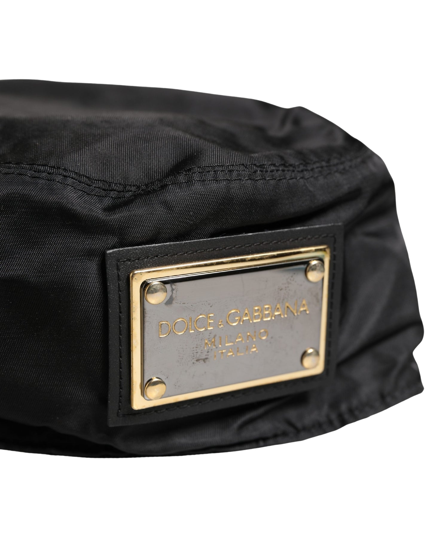 Dolce & Gabbana Men Black Plastic Fisherman Bucket Capello Hat Curated Luxury Accessories by Orvyn