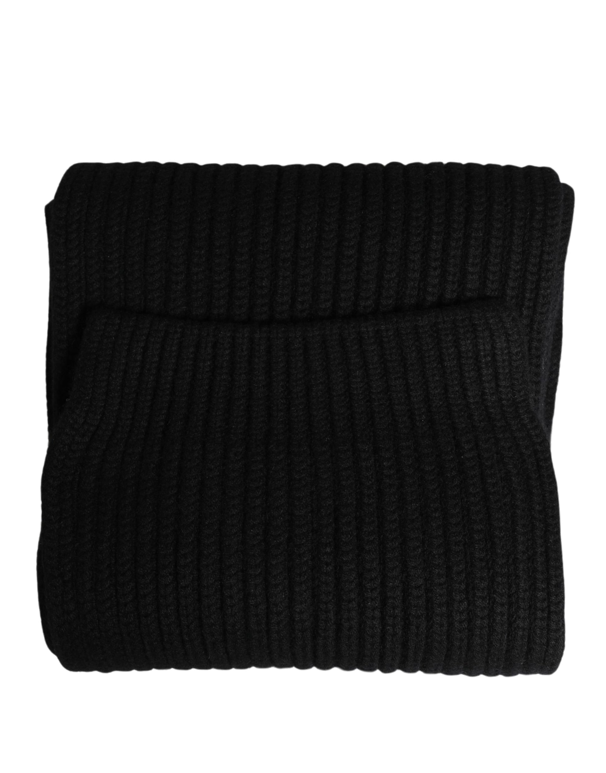 Dolce & Gabbana Black Cashmere Knitted Men Neck Warmer One Size Scarf Curated Luxury Accessories by Orvyn
