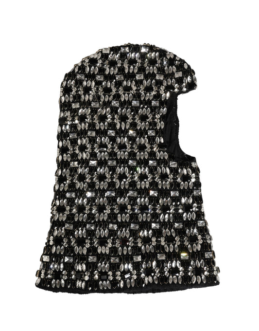Dolce & Gabbana Black Wool Crystal Embellished Balaclava Hat Curated Luxury Accessories by Orvyn
