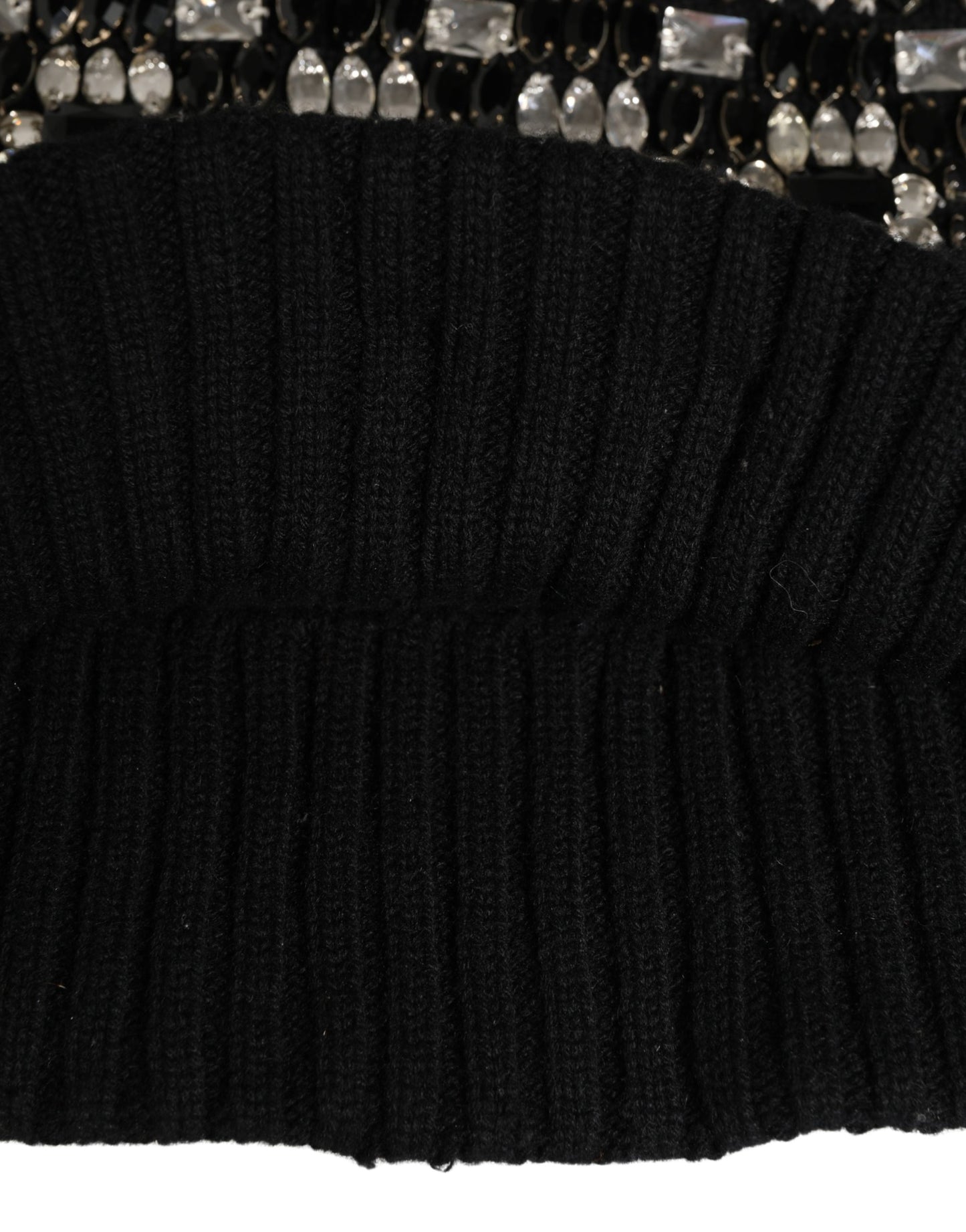 Dolce & Gabbana Black Wool Crystal Embellished Balaclava Hat Curated Luxury Accessories by Orvyn