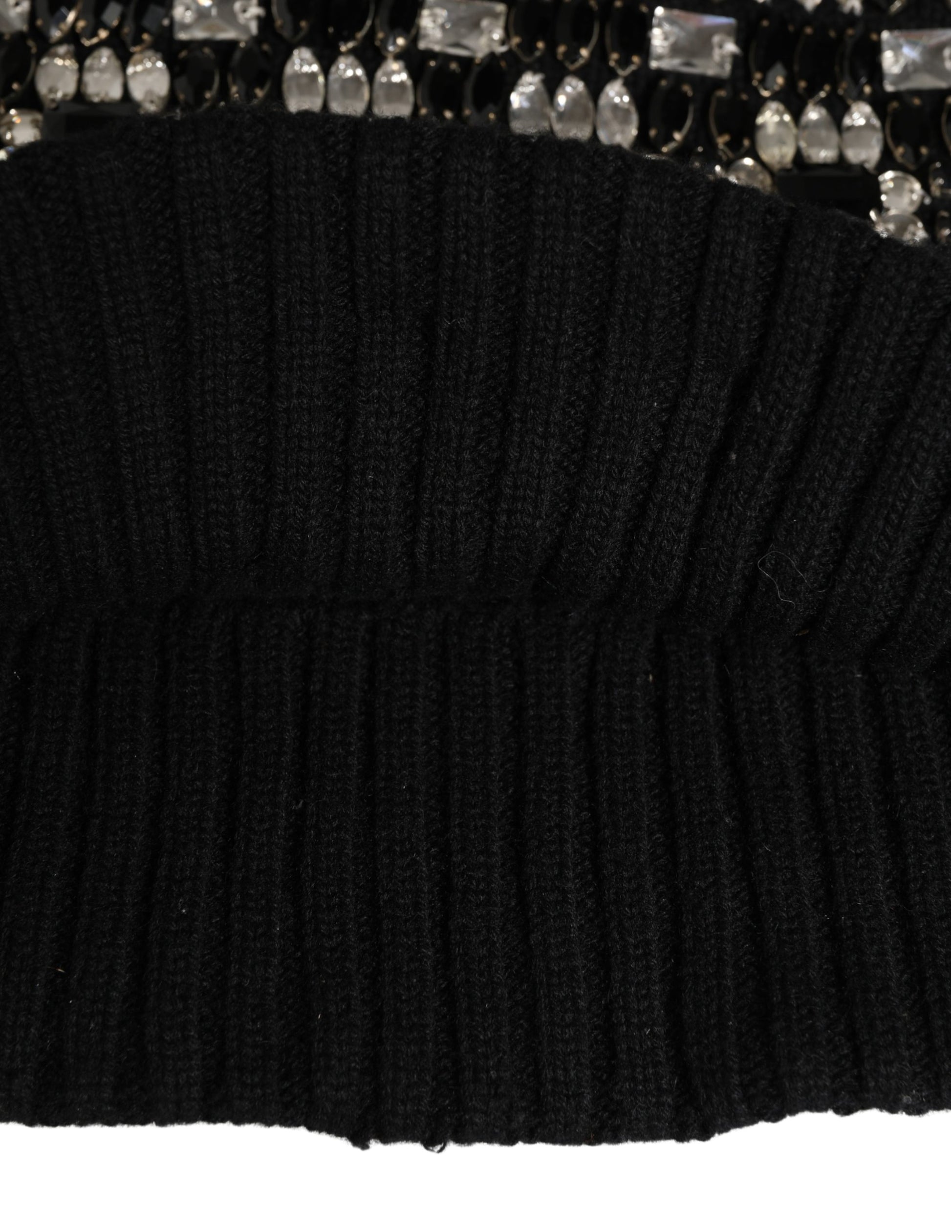 Dolce & Gabbana Black Wool Crystal Embellished Balaclava Hat Curated Luxury Accessories by Orvyn