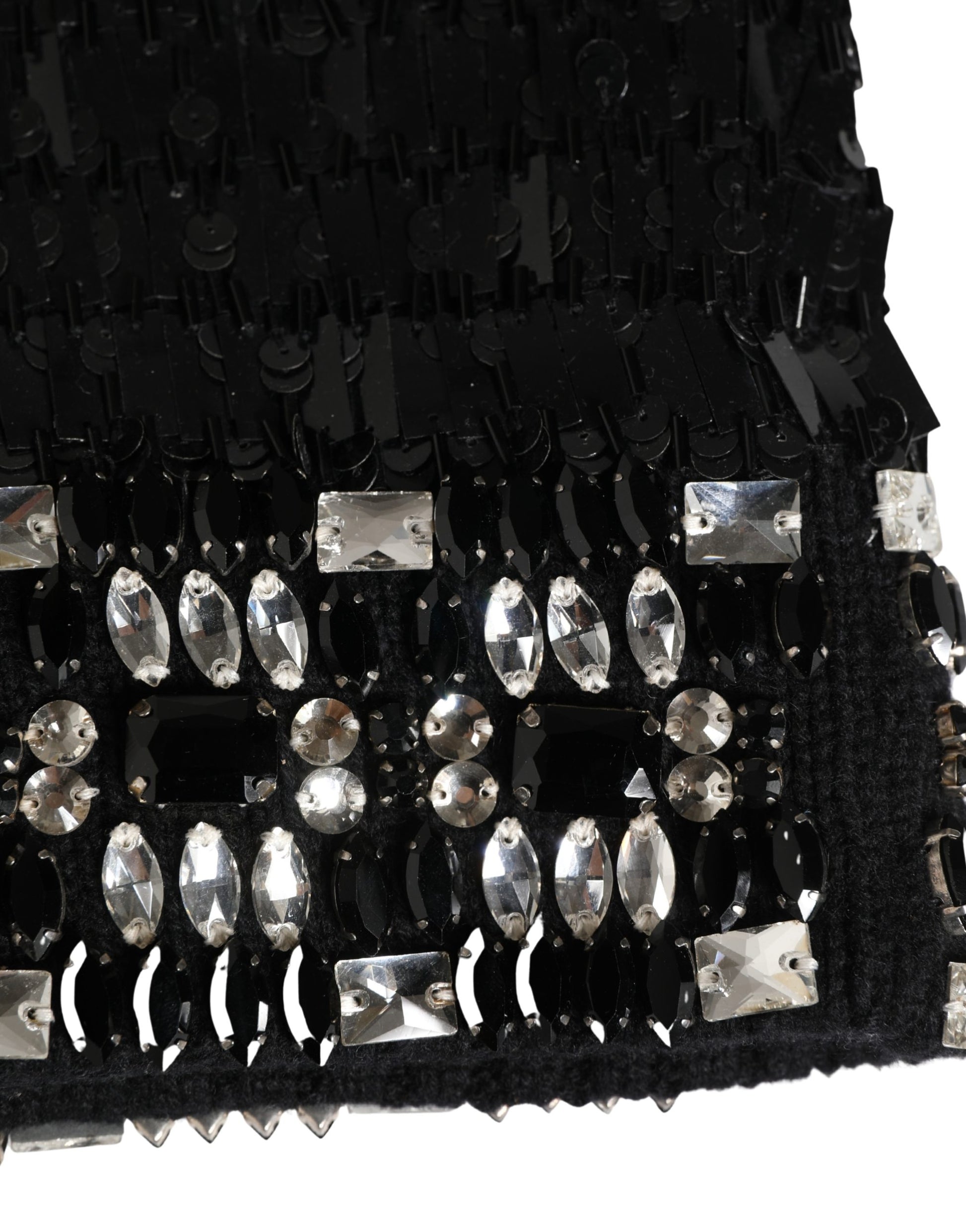 Dolce & Gabbana Black Wool Crystal Embellished Balaclava Hat Curated Luxury Accessories by Orvyn