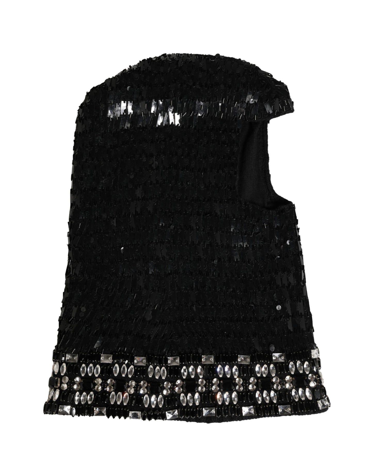 Dolce & Gabbana Black Wool Crystal Embellished Balaclava Hat Curated Luxury Accessories by Orvyn