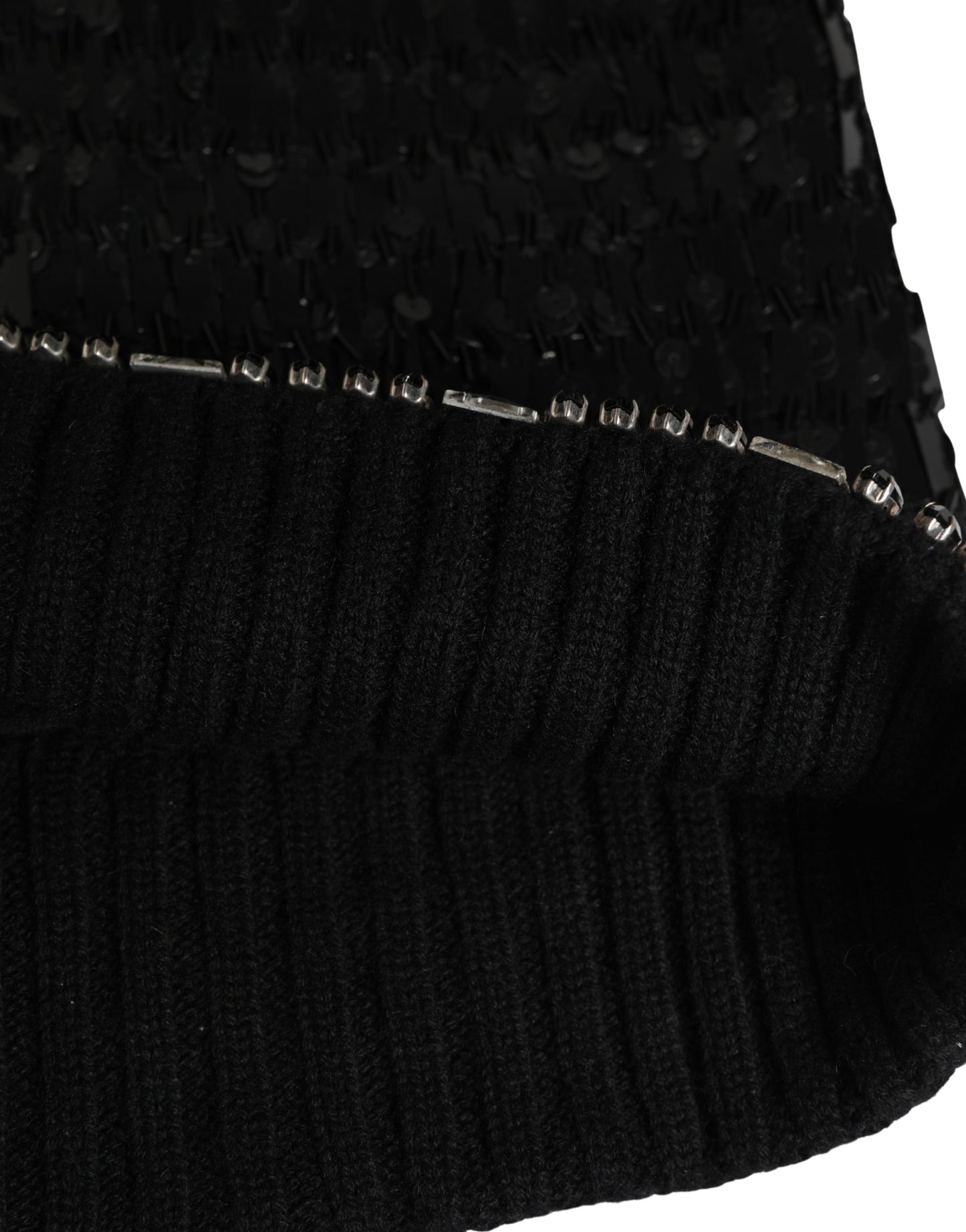 Dolce & Gabbana Black Wool Crystal Embellished Balaclava Hat Curated Luxury Accessories by Orvyn